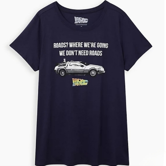Torrid Back To The Future Roads Crew T-shirt Navy Blue 1X - Picture 7 of 7